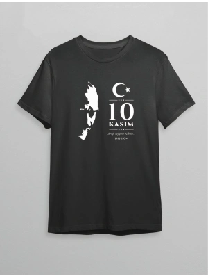 10 Kasım Atatürk Baskılı T-shirt - Siyah -