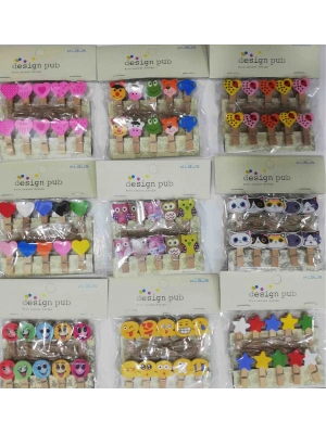 10lu Şekilli Ahşap Mandallar 3.5cm (10lu Set-10 Paket)