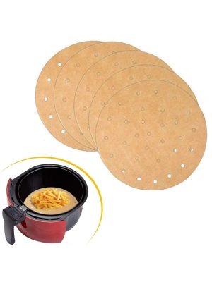 ® 100 Adet  Air Fryer Pişirme Kağıdı Tek Kullanımlık Hava Fritözü Yuvarlak Delikli Model