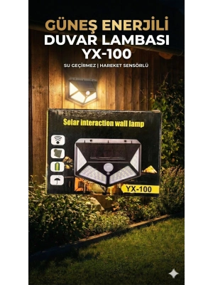 100 Led Dış Mekan Solar Aydınlatma Fotoselli Solar Lamba Hareket Sensörlü