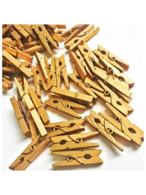 100lü Gold Ahşap Mandal Seti