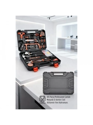 ® 105 Parça Profesyonel Çantalı El Aletleri Seti - Tam kapsamlı Usta Kiti -