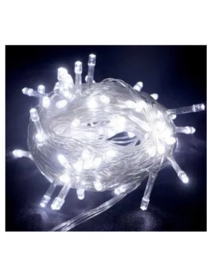 10m 100 Led Boncuk Lamba Beyaz Işık Şeffaf Kablo