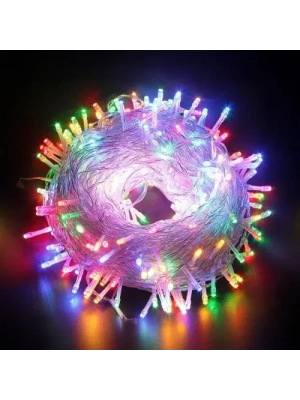 10m 100 Led Boncuk Lamba RGB Işık Şeffaf Kablo