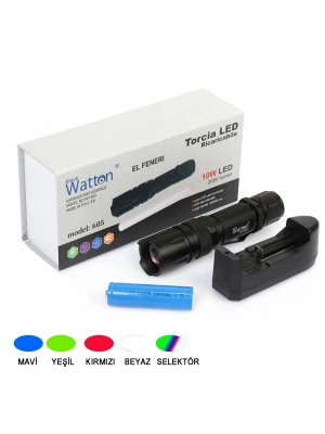 10w 2000 Lümen 4 Renk Güçlü El Feneri Wt-605