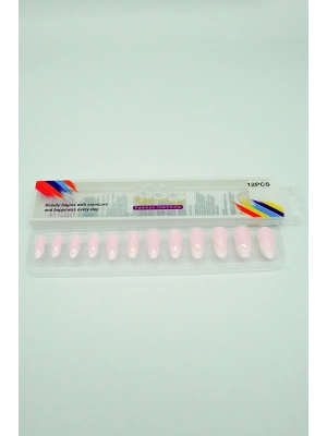 12 Adet Badem Tırnak Tak Ve Çık Kendinden Yapışkanlı Takma Tırnak Pembe