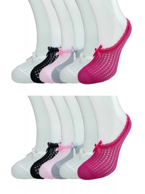 12 Adet Fiyonklu File Kadın Babet Çorap