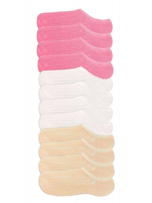 12 Adet Kadın Sneaker Dantelli File Pamuklu Yumuşak Çorap