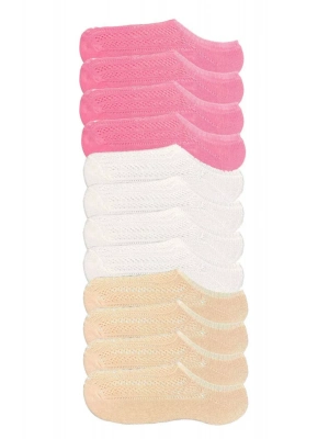 12 Adet Kadın Sneaker Dantelli File Pamuklu Yumuşak Çorap