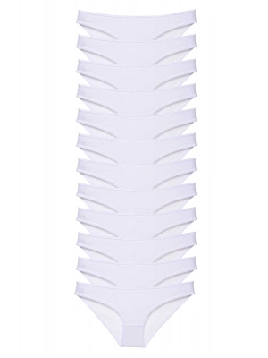 12 adet Süper Eko Set Likralı Kadın Slip Külot Beyaz