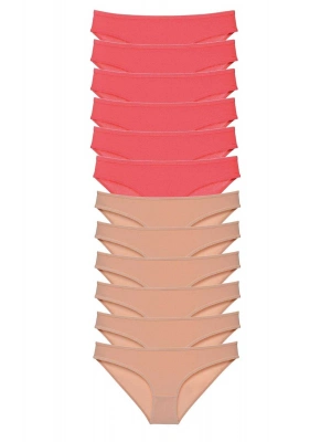 12 adet Süper Eko Set Likralı Kadın Slip Külot Fuşya Ten