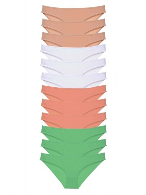 12 adet Süper Eko Set Likralı Kadın Slip Külot Gri Beyaz Pudra Yeşil