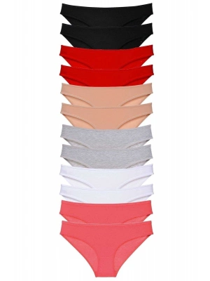12 adet Süper Eko Set Likralı Kadın Slip Külot Set 3