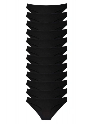 12 adet Süper Eko Set Likralı Kadın Slip Külot Siyah