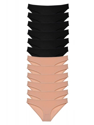 12 adet Süper Eko Set Likralı Kadın Slip Külot Siyah Ten