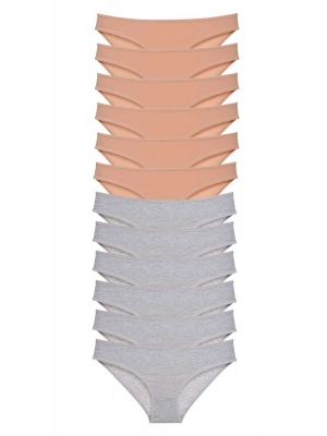 12 adet Süper Eko Set Likralı Kadın Slip Külot Ten Gri