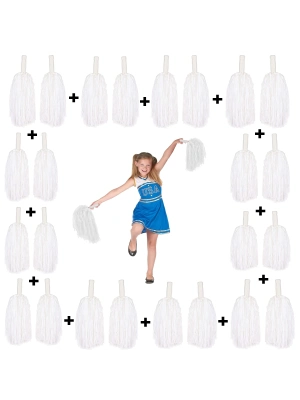 12 Çift ( 24 Adet ) Beyaz Renk 23 Nisan 19 Mayıs 29 Ekim Okul Gösteri Ponponları