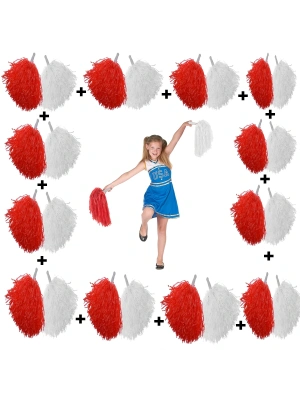 12 Çift ( 24 Adet ) Kırmızı-beyaz Renk 23 Nisan 19 Mayıs 29 Ekim Okul Gösteri Ponponları