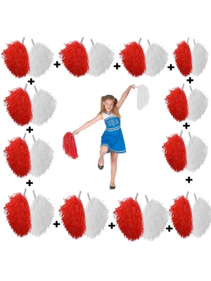 12 Çift Kırmızı-Beyaz Ponpon (24 Adet)