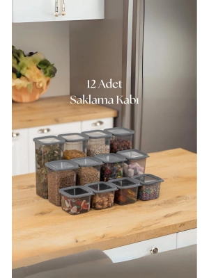 12li 3 Boy Kavanoz Seti & Saklama Kabı & Erzak Kabı 6x650/1300/1900 Ml (40 Lı Etiket Hediyeli)
