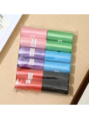 12 li Köpek Dışkı Poşet Düz Renkli Set