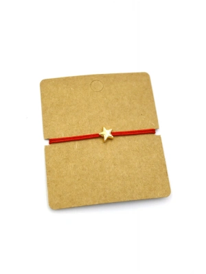 12li Paket Yıldızlı İp  Bileklik - Kırmızı