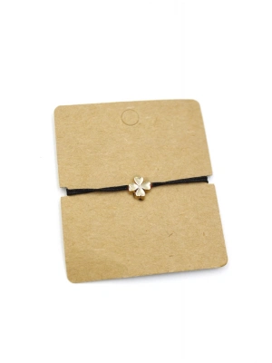 12li Paket Yonca İp Bileklik - Siyah