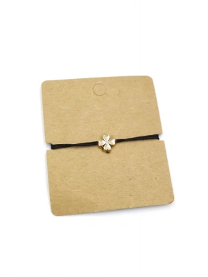 12li Paket Yonca İp Bileklik - Siyah