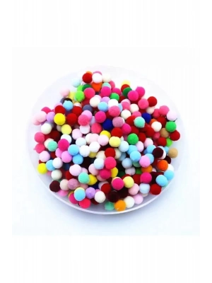 12mm Renkli Karışık Yumuşak Ponpon Peluş 200 Adet
