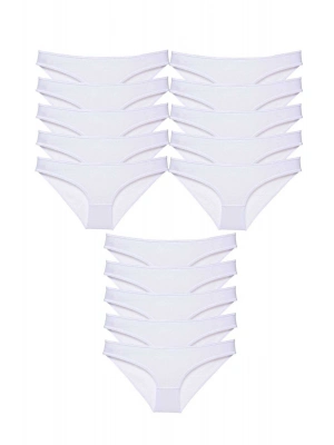 15 adet Süper Eko Set Likralı Kadın Slip Külot Beyaz