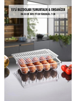 15 Li Buzdolabı Kapaklı Yumurtalık & Buzdolabı Organizeri