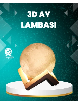 16 Renkli 3D Ay Gece Lambası RGB Modlu Şarjlı