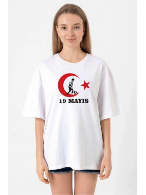 19 Mayıs 20/1 Baskılı T-shirt - Beyaz -