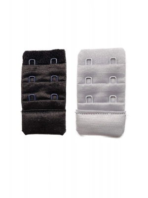 2 Adet Agraf Sütyen Uzatma Kopçası 3 Sıra / 2 Kanca Siyah Gri