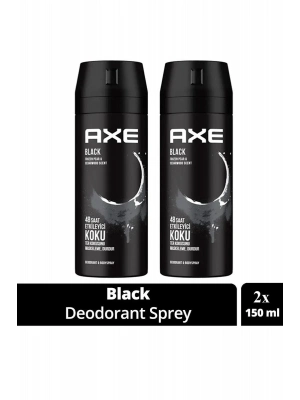 2 Adet Axe Erkek Deodorant & Bodyspray Black 48 Saat Etkileyici Koku Vücut Spreyi 150 ml