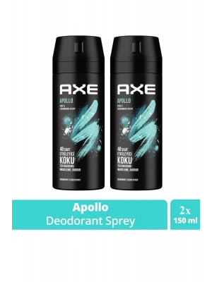 2 Adet Axe Erkek Sprey Deodorant Apollo 48 Saat Etkileyici Koku Vücut Spreyi 150 ml