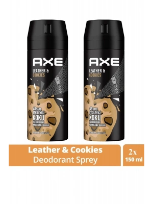 2 Adet Axe Erkek Sprey Deodorant Leather & Cookies 48 Saat Etkileyeci Koku 150 ml