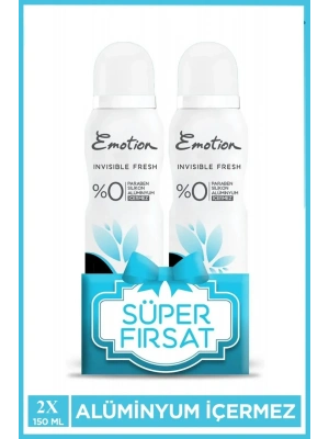 2 Adet Emotion Invisible Fresh Black & White Kadın Deodorant 150ml Vegan, Leke Bırakmaz