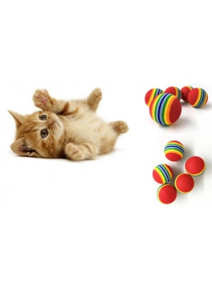 2 ADET GÖKKUŞAĞI RENKLI KEDI KÖPEK OYUN TOPU