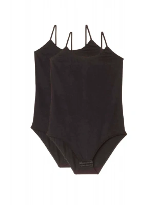 2 Adet İp Askılı Kadın Çıtçıtlı Body Siyah