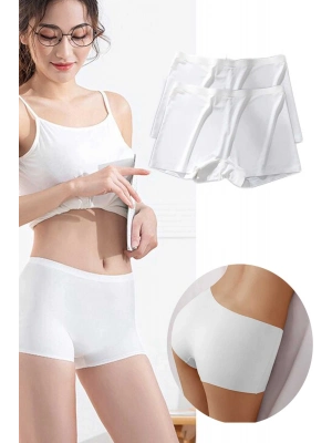 2 Adet Kadın Dikişsiz Görünmez İz Yapmaz Mini Şort Boxer Beyaz