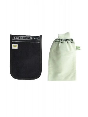 2 Adet Kalın Siyah ve Beyaz Hamam Kesesi 25x17 Cm