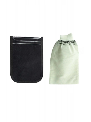 2 Adet Kalın Siyah ve Beyaz Hamam Kesesi 25x17 Cm