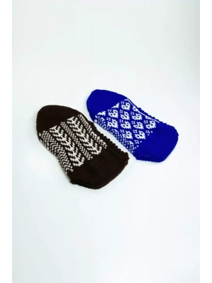 2 Çift El Örgüsü Kışlık Şık Kadın Yün Patik Set 11