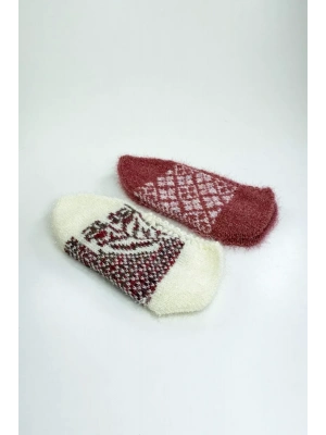2 Çift El Örgüsü Kışlık Şık Kadın Yün Patik Set 2