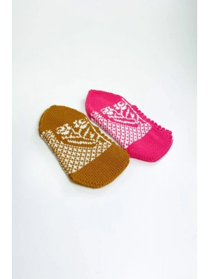 2 Çift El Örgüsü Kışlık Şık Kadın Yün Patik Set 7