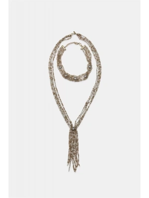 2li Boncuklu Gerdanlık Kolye - Kahverengi