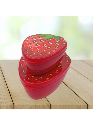 ®  2li İç İçe Geçebilen Çilek Model Saklama ve Beslenme Kabı Seti (550 ml + 250 ml)