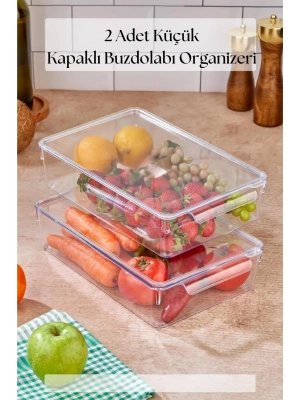 2 Li Kapaklı Buzdolabı Organizeri & Buzdolabı Düzenleyici 3 lt