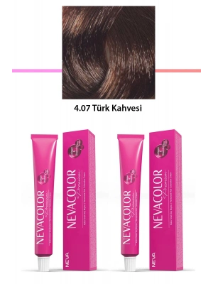 2 li Set Premium 4.07 Türk Kahvesi - Kalıcı Krem Saç Boyası 2 X 50 g Tüp